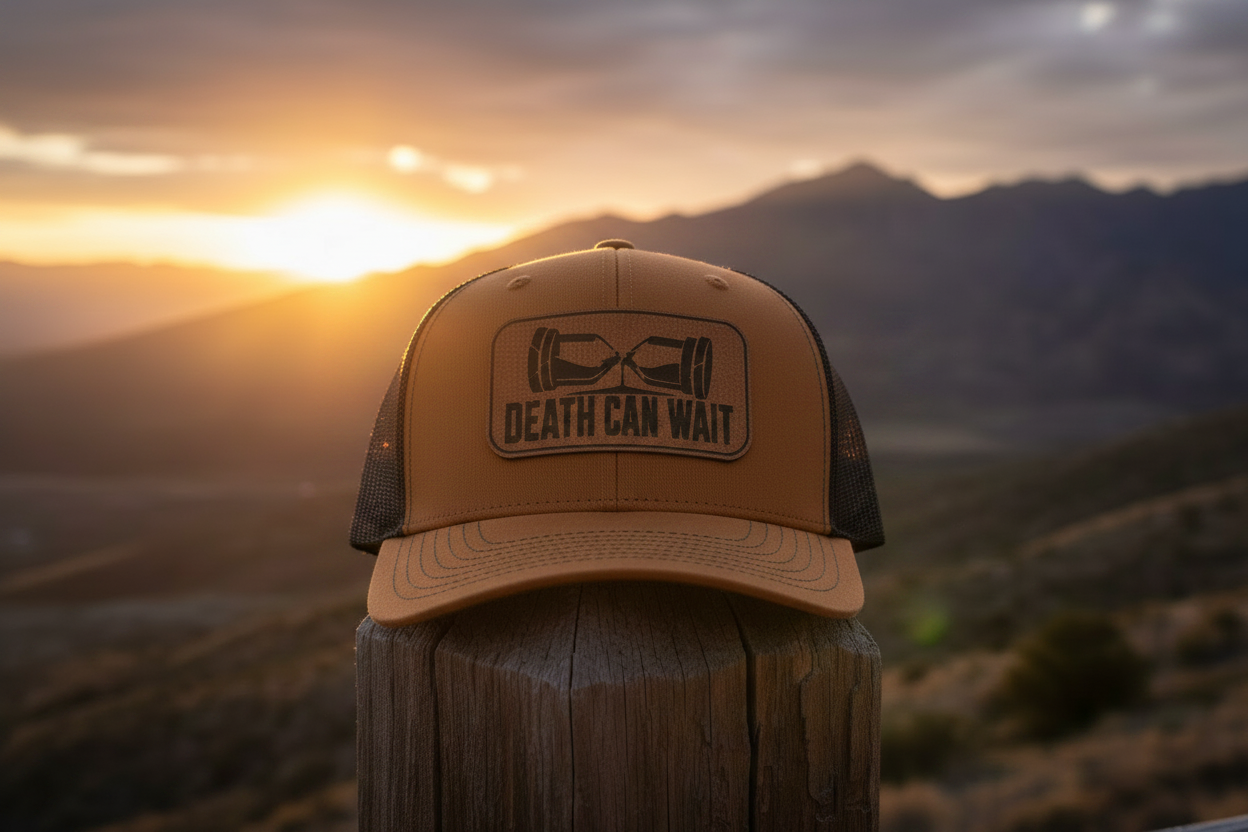 Caramel Black Hat with Death Can Wait Patch