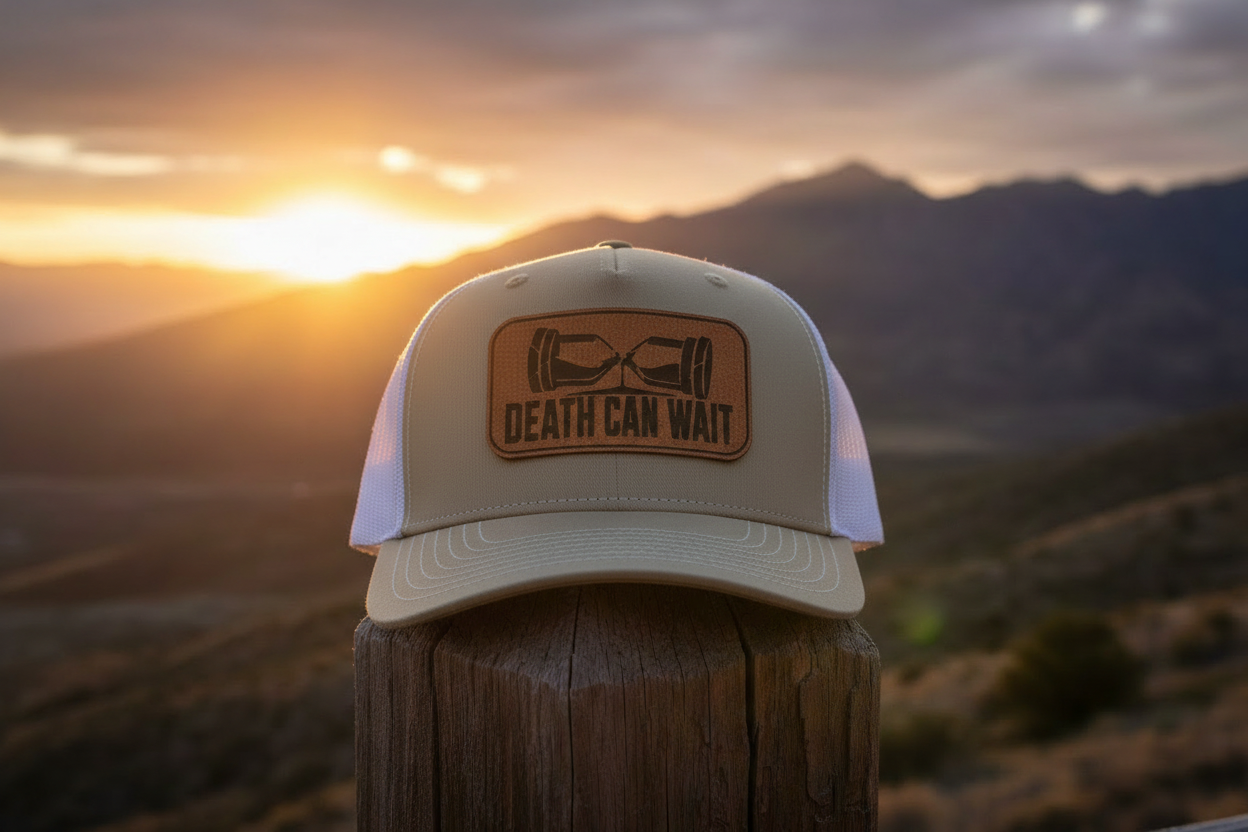 Khaki White Richardson 112 with Death Can Wait Patch