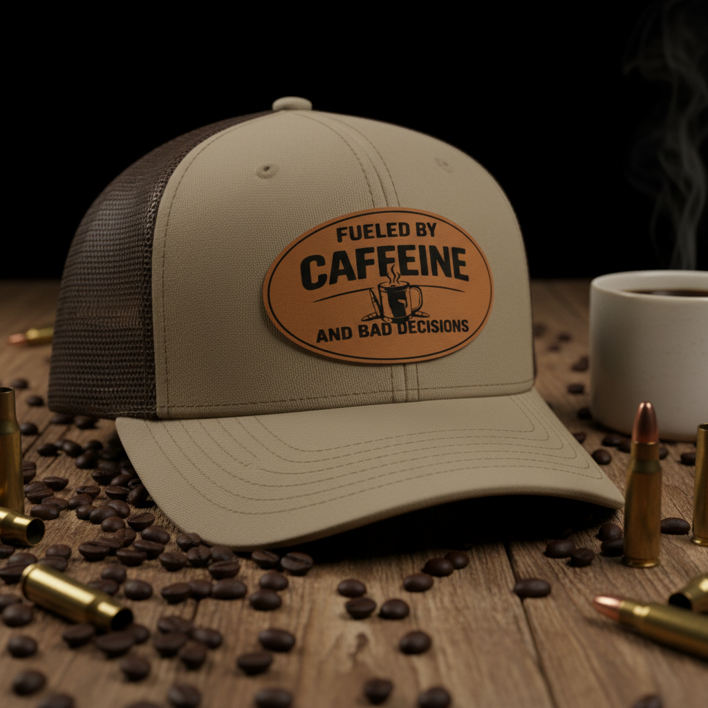 Richardson 112 Khaki Front and Bill with Coffee Mesh and Tan Caffeine Patch