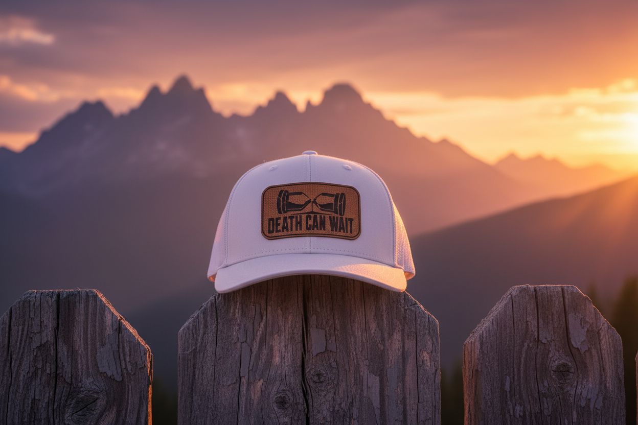 White 6-Panel with Death Can Wait Patch